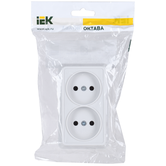 OKTAVA Розетка 2-местная без заземления для открытой установки 10А РС22-2-ОБ белый IEK