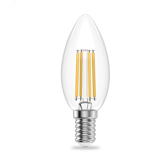 Лампа светодиодная филаментная LED 10 Вт 650 лм 2700К AC190-240В E14 свеча теплая Elementary Gauss 32110