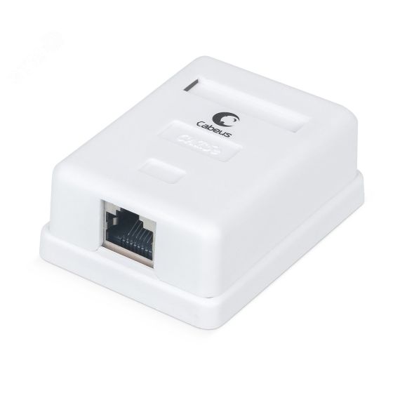 Розетка компьютерная RJ-45(8P8C), категория 5e, экранированная, одинарная, внешняя, Dual IDC Cabeus WS-8P8C-Cat.5e-SH-1
