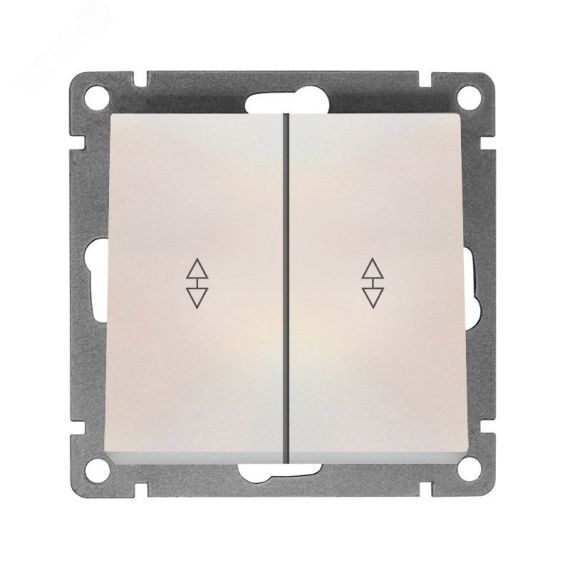 Афина выключатель проходной двухклавишный , с/у, 10А, 220В, механизм жемчуг (еврослот) Универсал A0026-OBr