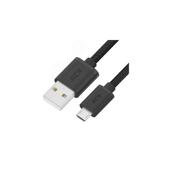 Кабель Micro USB, 0.5 м., черный нейлон, быстрая зарядка 3A Greenconnect GCR-54084