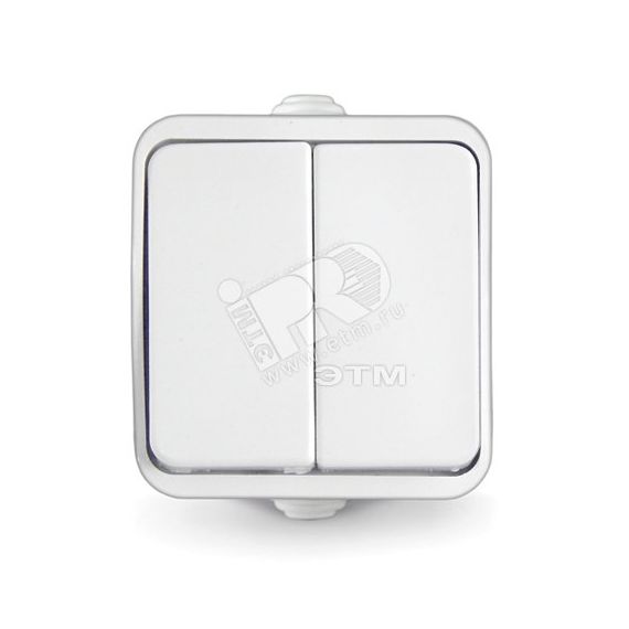 Выключатель двухклавишный наружный Клио 10А IP44 белый Универсал К2223