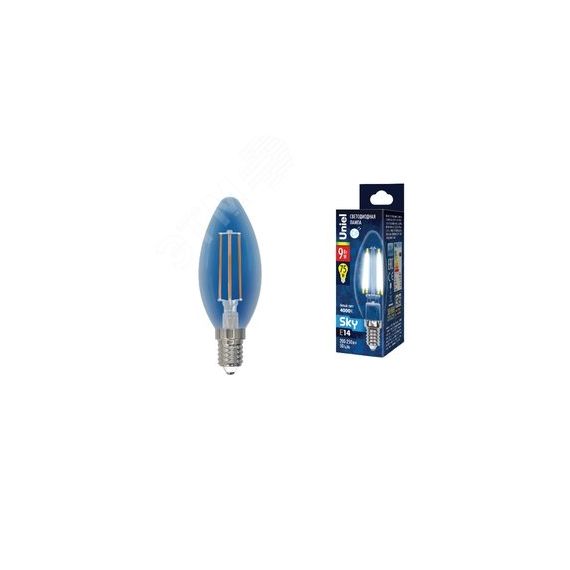 Лампа светодиодная Форма свеча прозрачная  Sky (4000К) LED-C35-9W/4000K/E14/CL PLS02WH Картон Uniel UL-00005161