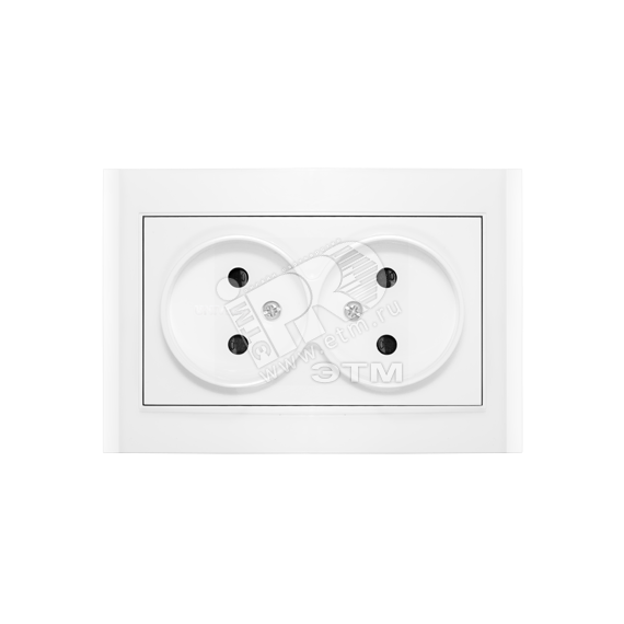 Розетка Бриллиант двойная без заземления с защитной шторкой белая Универсал 7947526
