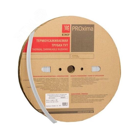 Трубка термоусаживаемая ТУТ нг 30/15 белая рулон PROxima EKF tut-30-w