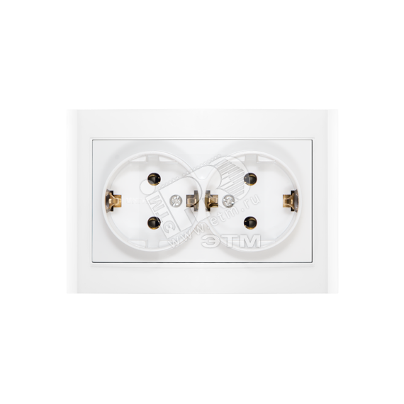 Розетка Бриллиант двойная с заземлением белая Универсал 7947533
