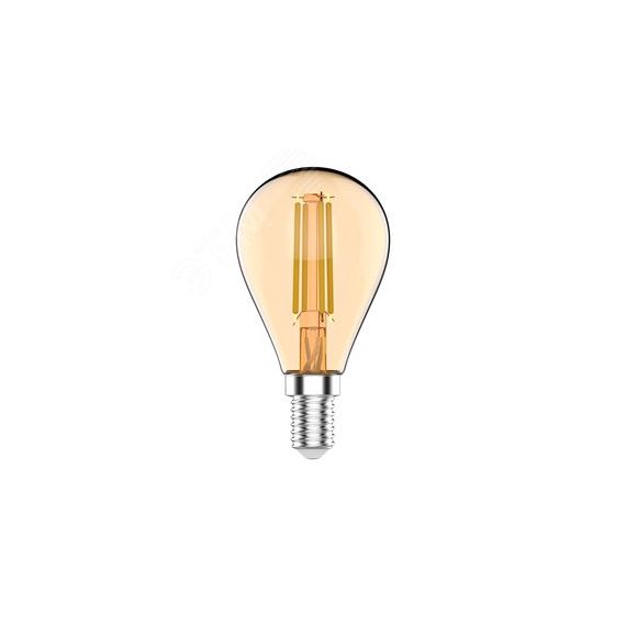 Лампа светодиодная филаментная LED 3.8 Вт 350 лм 2400К шар P45 теплый E14 AC 180-240В IP20 золотистая колба Basic Gauss Gauss 1057154