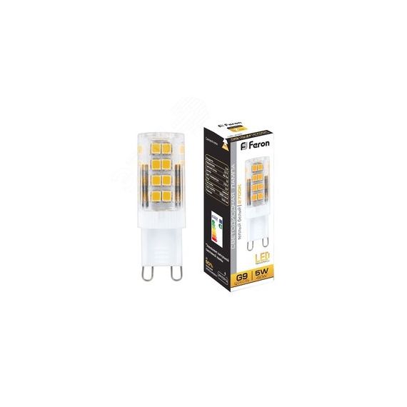 Лампа светодиодная LED 5вт 230в G9 теплый капсульная FERON LB-432
