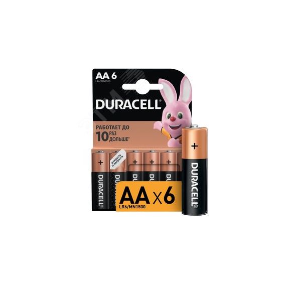 Элемент питания LR6-6BL BASIC (6/60/16800) Duracell Б0014859