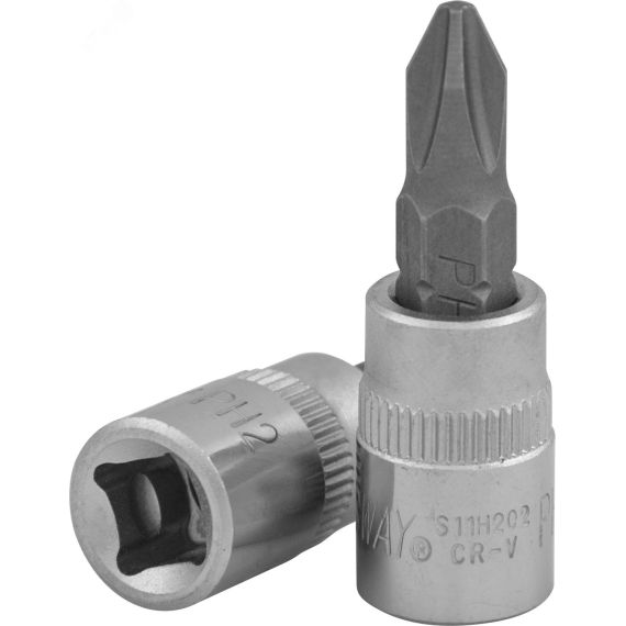 Насадка торцевая 1/4''DR с вставкой-битой крестовой, РН2, 37 мм Jonnesway S11H202