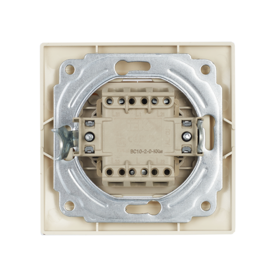 KVARTA Выключатель 2-клавишный 10А ВС10-2-0-ККм кремовый IEK