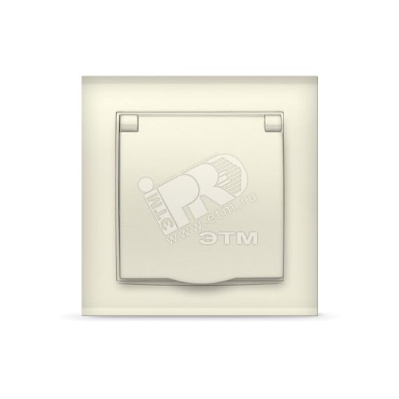 Розетка Бриллиант с заземлением с крышкой слоновая кость Универсал 7948868