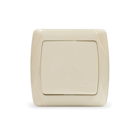 Маргарита розетка одноместная с крышкой  с/з, с/у, 16А, 220В, сл.кость (ivory) (еврослот) Универсал М0029-I