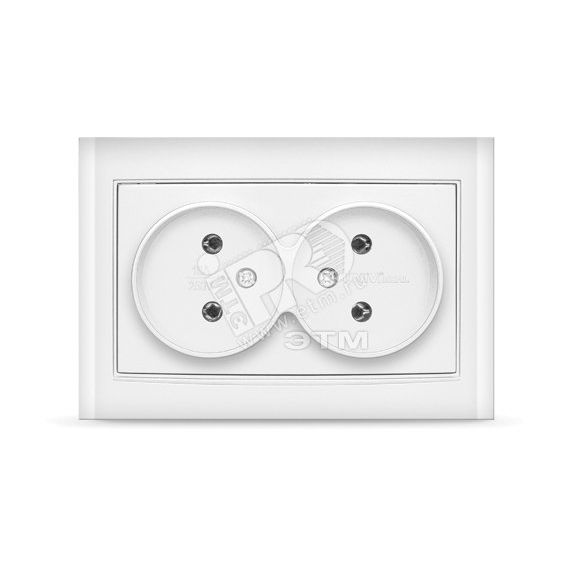 Розетка Бриллиант двойная без заземления белая Универсал 7947519