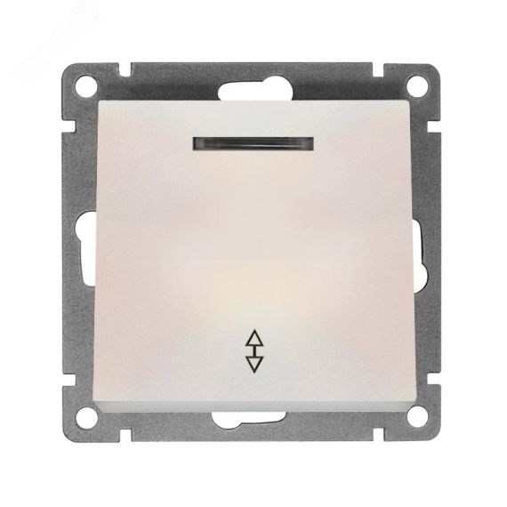 Выключатель одноклавишный проходной с подсветкой серия Афина, с/у, 10А, 220В, жемчуг (еврослот) Универсал A0125-OBr
