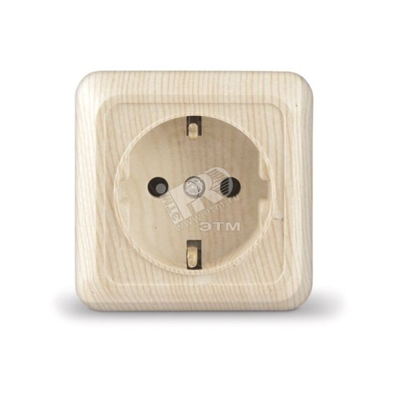 Розетка Олимп с заземлением сосна Универсал 5560902