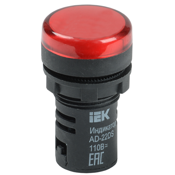 Лампа AD22DS(LED)матрица d=22мм красный 24В AC/DC IEK