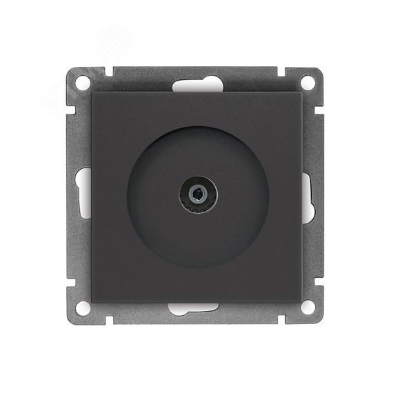 Розетка телевизионная одноместная серия Афина, с/у, тупиковая, 75Ом, ч/д 4-2400Мгц, графит (еврослот) Универсал A0027-Gr