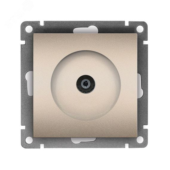 Розетка телевизионная одноместная серия Афина, с/у, тупиковая, 75Ом, ч/д 4-2400Мгц, шампань (еврослот) Универсал A0027-Br