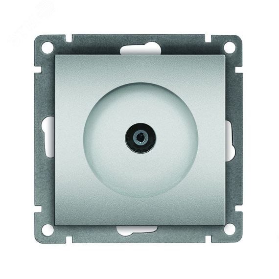 Розетка телевизионная одноместная серия Афина, с/у, тупиковая, 75Ом, ч/д 4-2400Мгц, серебро (еврослот) Универсал A0027-S