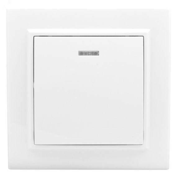 Выключатель Минск 1-клавишный СП с индикатором 10А белый EKF ERV10-121-10