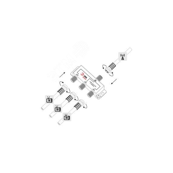Делитель ТВ Simple DS-F-02 3 ответвления под F разъём 5-1000 МГц ЭРА Б0048321
