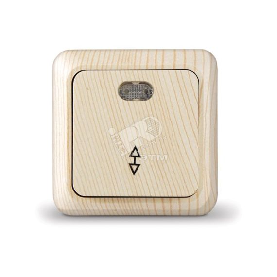 Выключатель Олимп одноклавишный проходной с подсветкой сосна Универсал 5560810