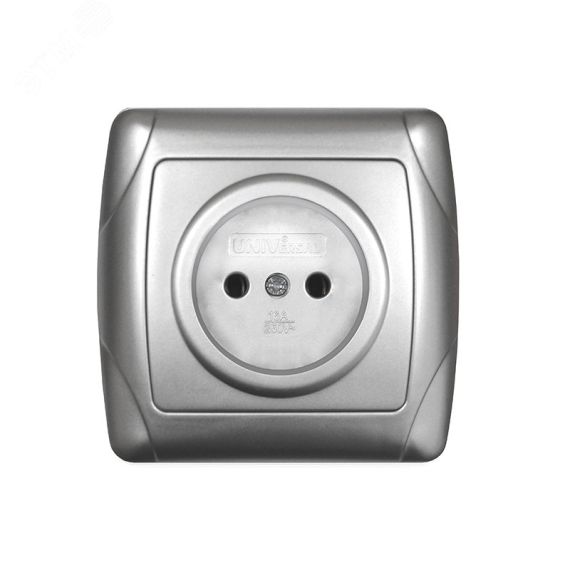 Маргарита розетка одноместная  б/з, с/у, 16А, 220В, серебро (еврослот) Универсал М0022-S