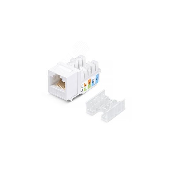 Вставка Keystone Jack RJ-45, категория 6, заделка тип 110, белая, со стяжкой Cabeus KJ-RJ45-Cat.6-90-SW