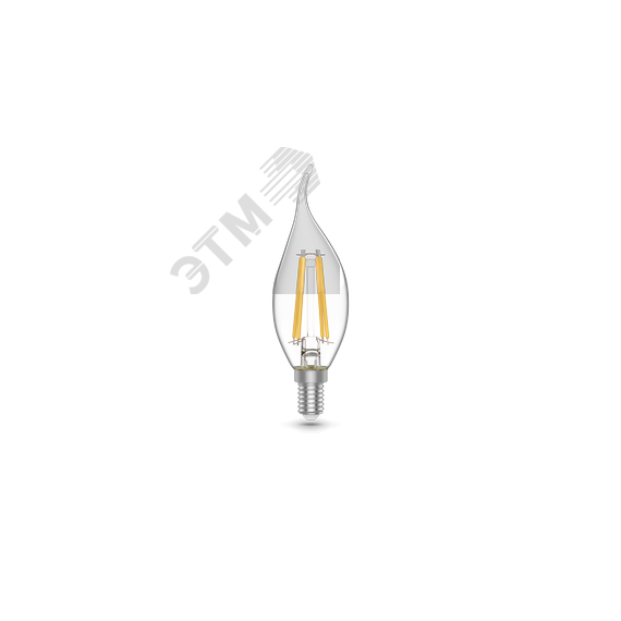 Лампа светодиодная филаментная LED 4.5 Вт 420 лм 4100К AC180-240В E14 свеча нейтральный  Basic Gauss Gauss 1041125