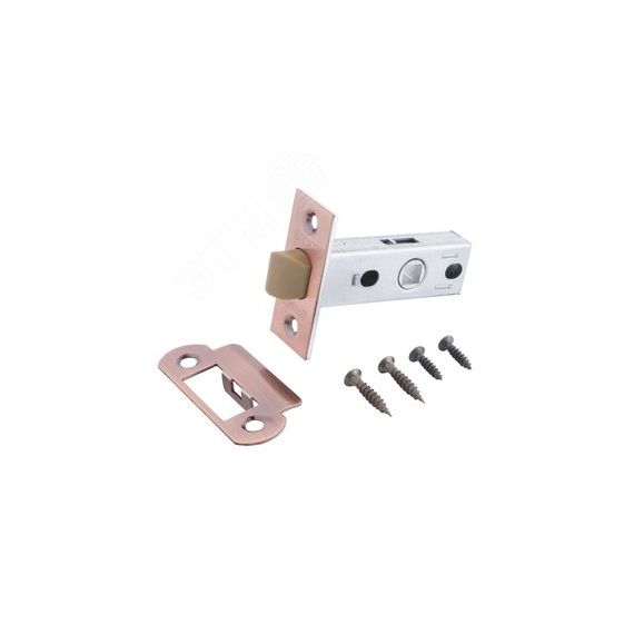 Защелка врезная универсальная без ручек для деревянных межкомнатных дверей, АЛЛЮР АРТ L45-8-P AC старая медь ПТК 12329