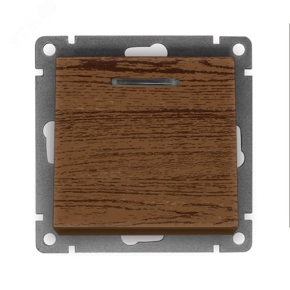 Выключатель одноклавишный с подсветкой серия Афина , с/у, 10А, 220В, венге (еврослот) Универсал A0121-V