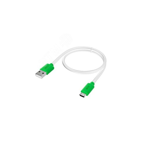Кабель Micro USB, 0.5 м., белый-зеленый, быстрая зарядка Greenconnect GCR-53225