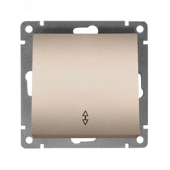 Выключатель проходной одноклавишный серия Афина , с/у, 10А, 220В, шампань (еврослот) Универсал A0025-Br