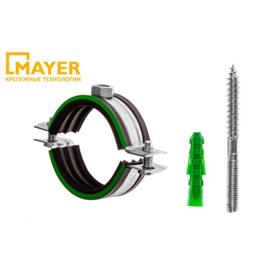 Хомут сантехнический Mayer со шпилькой 10х100 и дюбелем д/труб 5' (135-143мм) гайка М10 МАЙЕР 14 0500  100
