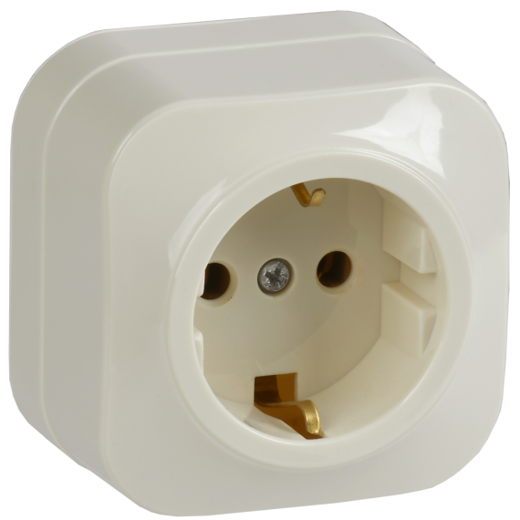 GLORY Розетка 1-местная для открытой установки с заземлением без защитных шторок 16А РС20-3-ХК кремовый IEK