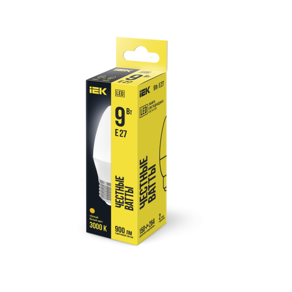 Лампа светодиодная C35 свеча 9Вт 230В 3000К E27 IEK