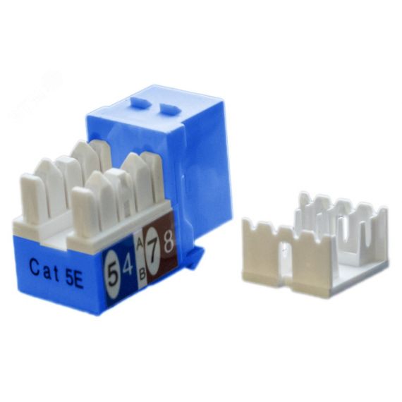 Вставка Keystone Jack RJ-45(8P8C) категория 5e синяя Hyperline KJ9-8P8C-C5e-90-BL