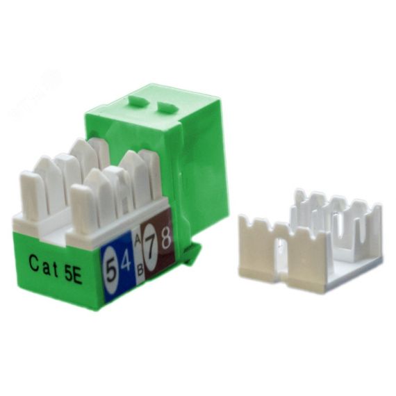 Вставка Keystone Jack RJ-45(8P8C) категория 5e зеленая Hyperline KJ9-8P8C-C5e-90-GN