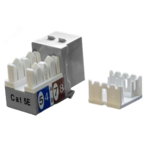 Вставка Keystone Jack RJ-45(8P8C) категория 5e серая Hyperline KJ9-8P8C-C5e-90-GY