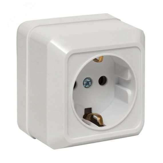 Рим Розетка 16А с заземлением белая EKF ENR16-028-10