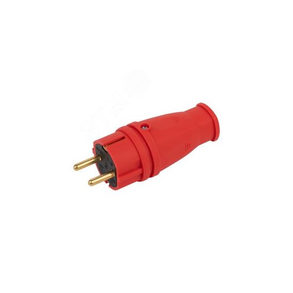 Вилка VX10-R-IP44 каучуковая c заземлением 16А IP44 прямая красная ЭРА Б0055415