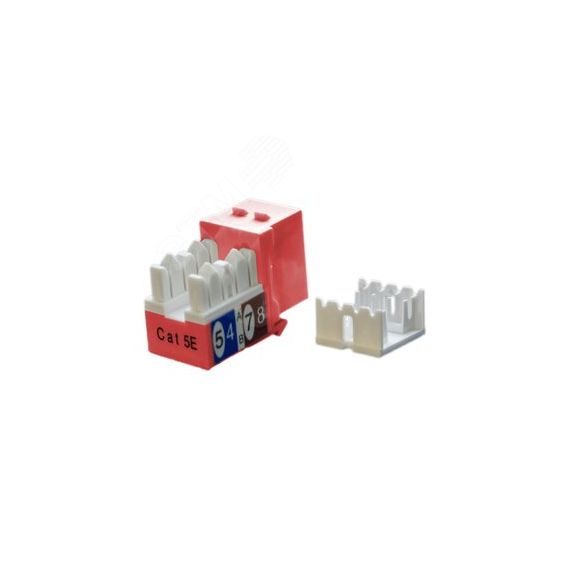 Вставка Keystone Jack RJ-45(8P8C) категория 5e красная Hyperline KJ9-8P8C-C5e-90-RD