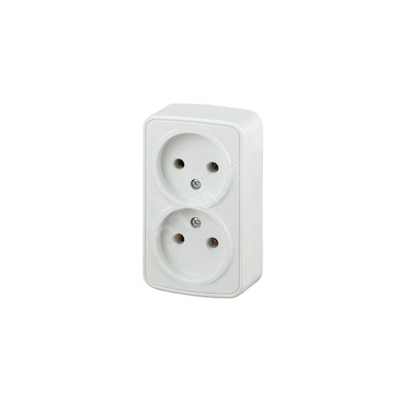 Розетка 2х2P, 16A-250В, ОУ, Polo, белый, 3-203-01 ЭРА Б0036099