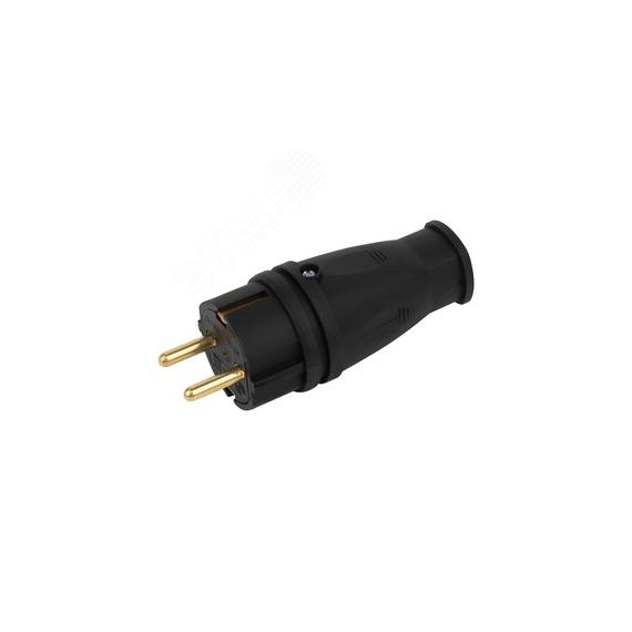 Вилка VX10-B-IP44 каучуковая c заземлением 16А IP44 прямая черная ЭРА Б0055414