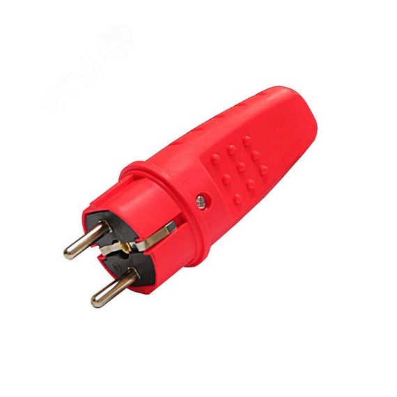 Вилка прямая c/з каучук 16А 250В IP44 цвет красный (еврослот) Универсал 3079