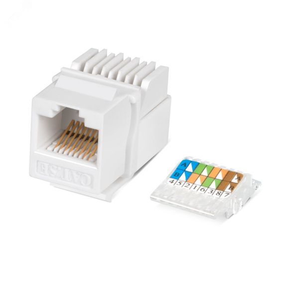 Вставка Keystone Jack RJ-45(8P8C), категория 5e, без инструмента Toolless, белая Cabeus KJ-RJ45-Cat.5e-Toolless