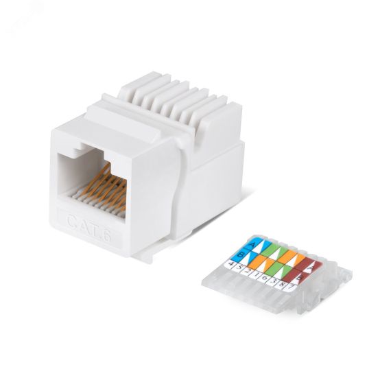 Вставка Keystone Jack RJ-45(8P8C), категория 6, без инструмента Toolless, белая Cabeus KJ-RJ45-Cat.6-Toolless