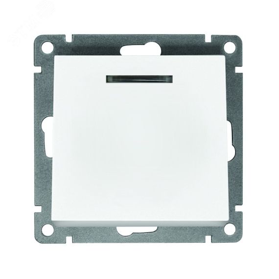 Выключатель одноклавишный с подсветкой серия Афина , с/у, 10А, 220В, белый (еврослот) Универсал A0121