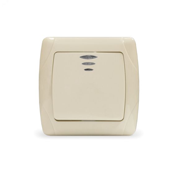 Маргарита выключатель одноклавишный с подсветкой  с/у, 10А, 220В, сл.кость (ivory) (еврослот) Универсал М0121-I